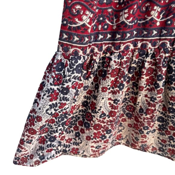 Kaiser Floral Red Blue Hippie Sleeveless India Cotton Boho Festival Maxi Dress M - Picture 6 of 9
